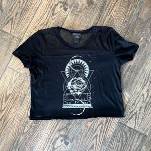 Midnight Hour Mesh Shoulder Crop Top